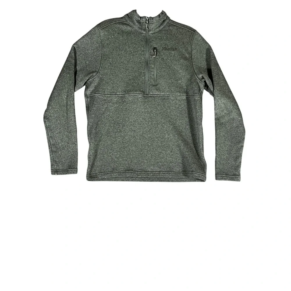 Marmot Mens Quarter Zip Fleece Pullover Olive Green Large L Heathered - Picture 1 of 9